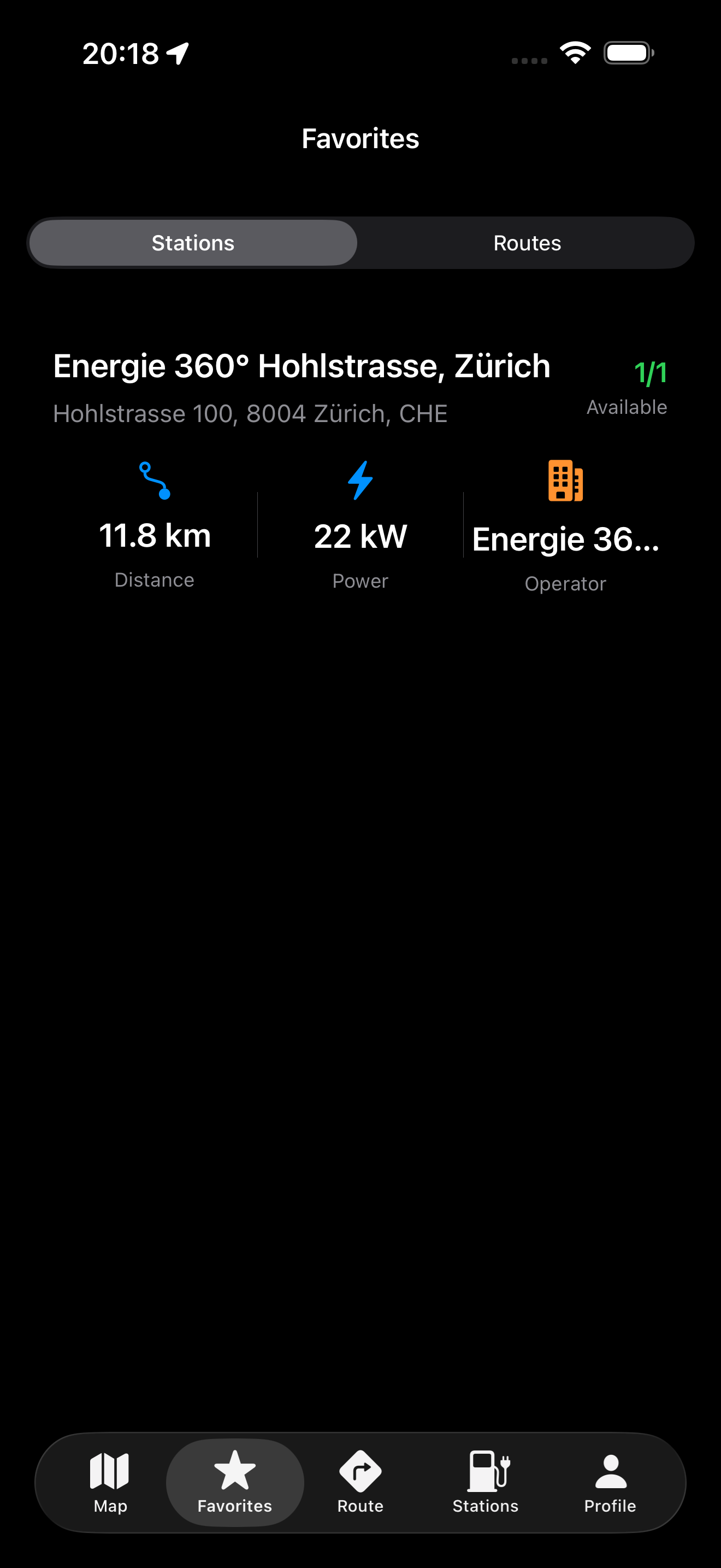 Gespeicherte Stationen